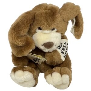 VTG Russ Berrie Plush Dog Brown Get Well Soon Bandana Sad Eyes Puppy Stuffed Toy